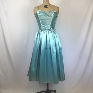 Vintage 50s dress Vintage aquamarine duchess satin party dress 1950s Party Line by Domb cocktail dress image 2