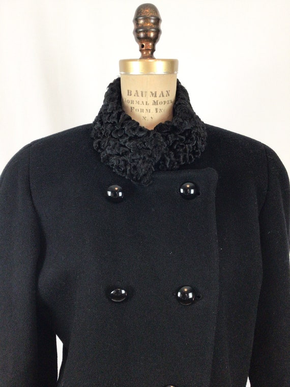 Vintage 80s coat | Vintage black wool curly hair … - image 2