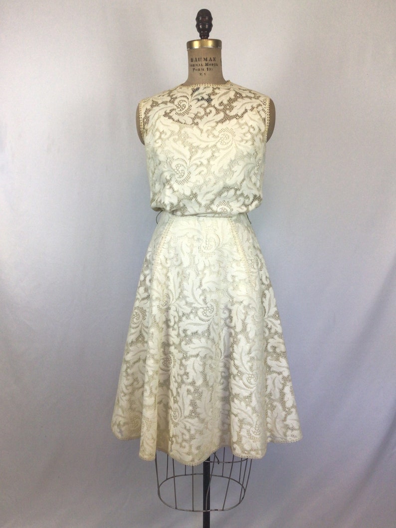 Vintage 50s dress Vintage white lace party dress 1950s Junior Sophisticates Original dress image 4