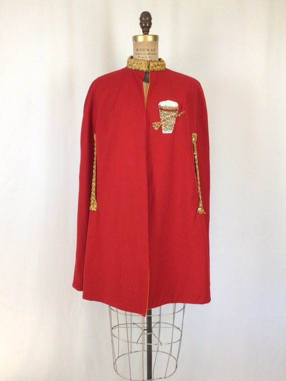 Vintage 1950s cape | Vintage red yellow Shriners … - image 3