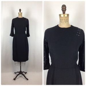 Vintage 40s dress | Vintage black rayon crepe cocktail  dress | 1940s Henry Lee party dress