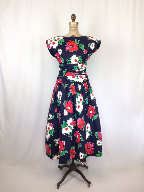 Vintage 80s dress | Vintage  floral cotton fit an… - image 5