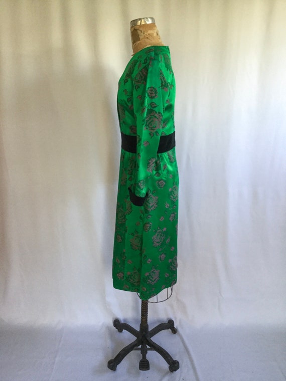 Vintage 80s satin dress | Vintage green satin ros… - image 7