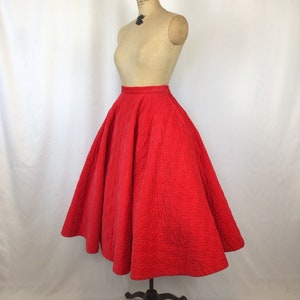 Vintage 50s skirt Vintage red quilted circle skirt 1950s Chumley Sportswear full skirt zdjęcie 5