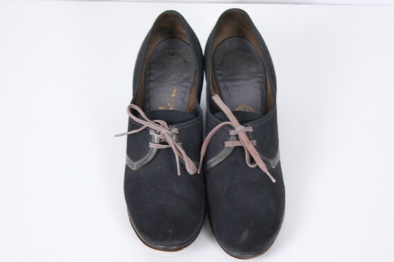 Vintage 30s shoes | Vintage blue suede oxfords | … - image 4