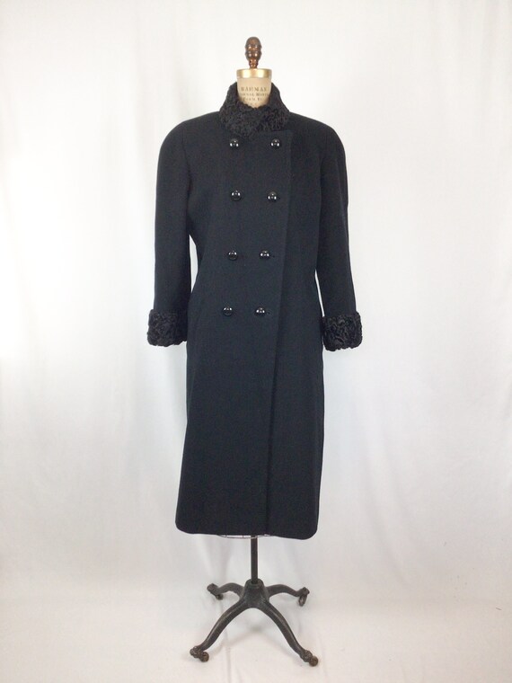 Vintage 80s coat | Vintage black wool curly hair … - image 4