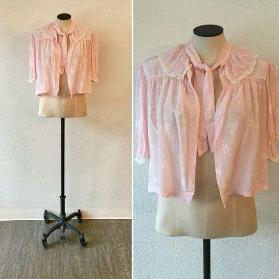 Princessa 50s bed jacket | Vintage floral pink si