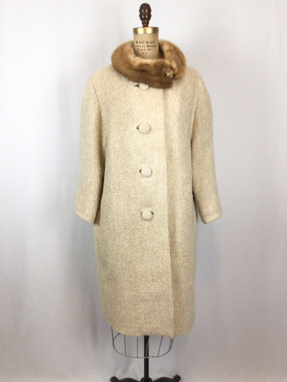 Vintage 50s coat | Vintage two tone cream boucle … - image 4