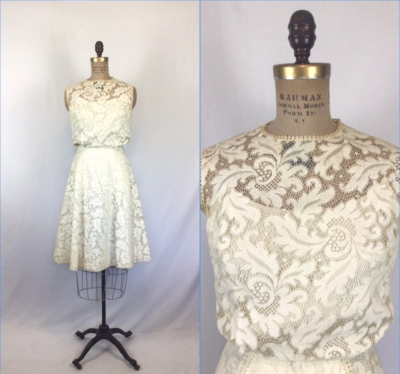 Vintage 50s dress Vintage white lace party dress 1950s Junior Sophisticates Original dress image 1