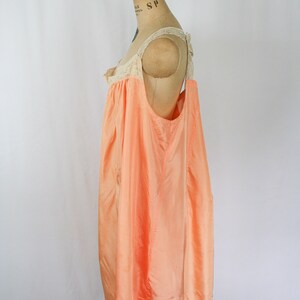 Vintage 30s nightgown Vintage peach rayon lace nightdress 1930s XXLarge negligee image 7