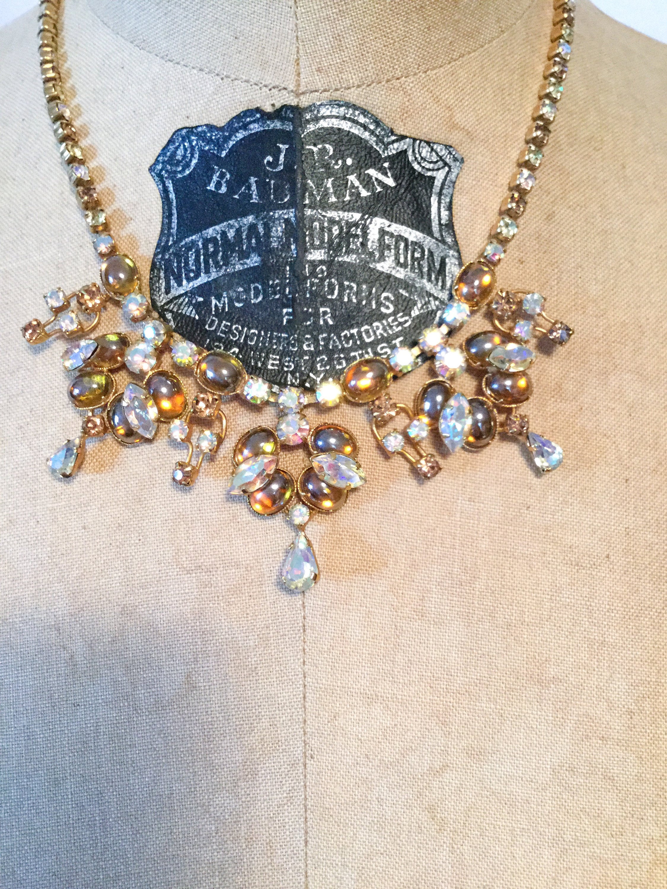 Vintage 50s Aurora Borealis Bib Necklace