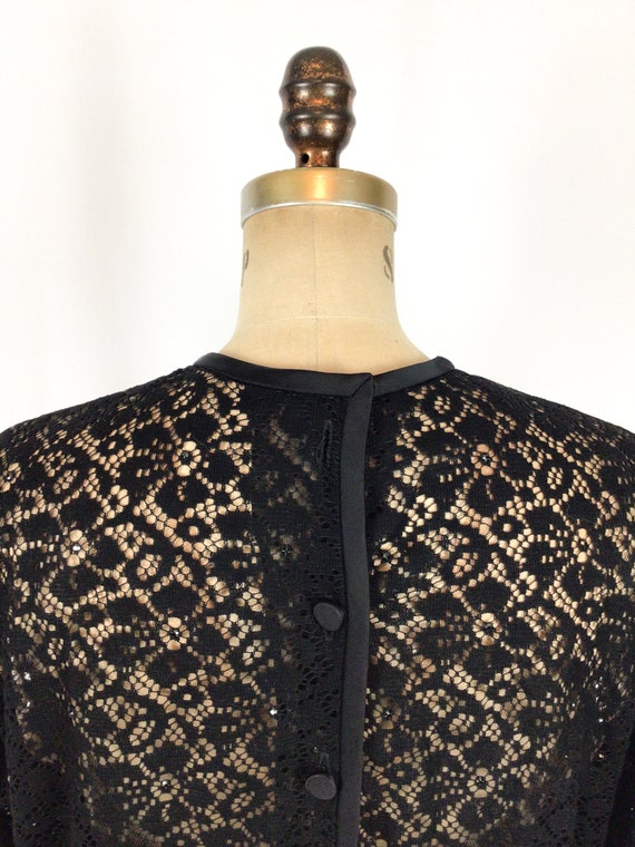 Vintage 50s dress | Vintage black lace rhinestone… - image 10