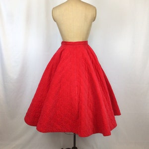 Vintage 50s skirt Vintage red quilted circle skirt 1950s Chumley Sportswear full skirt image 8