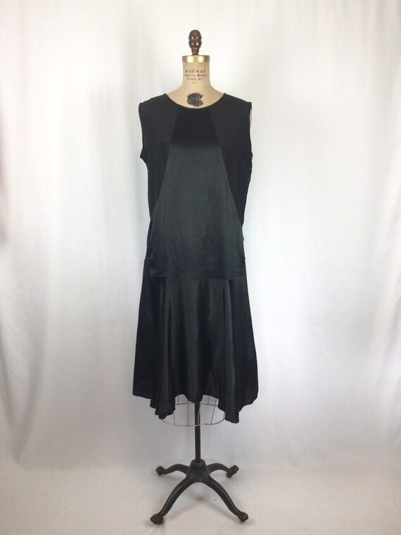 Vintage 20s Dress | Vintage black silk satin drop… - image 4