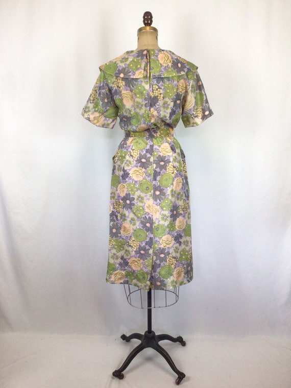 Vintage 50s dress | Vintage floral silk wiggle dr… - image 9