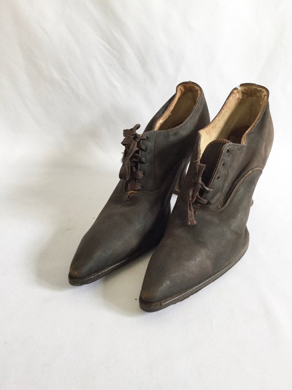 lager Burgerschap met tijd Victoriaanse jaren 1900 Schoenen Vintage veterbruine puntige - Etsy België