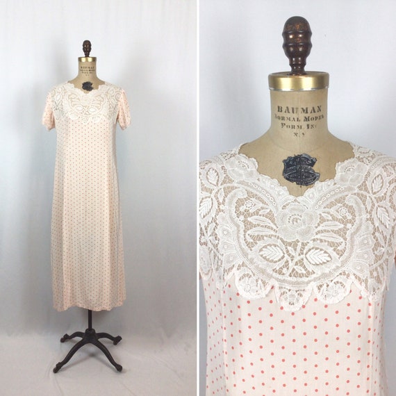 Vintage 30s dress | Vintage pale pink pink polka d