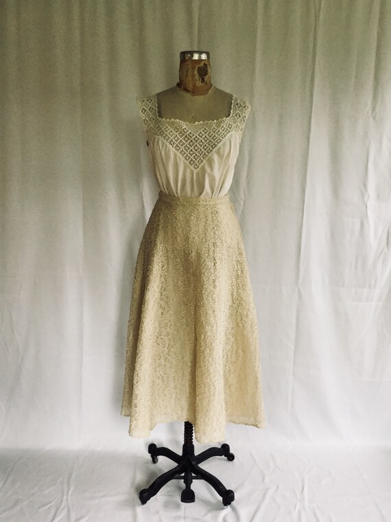 Vintage 40s full skirt | Vintage cream lace new l… - image 6