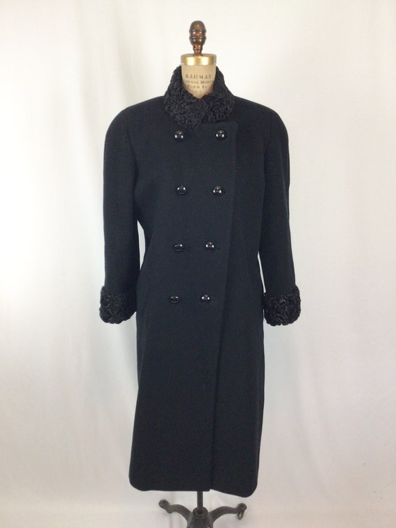 Vintage 80s coat | Vintage black wool curly hair … - image 3