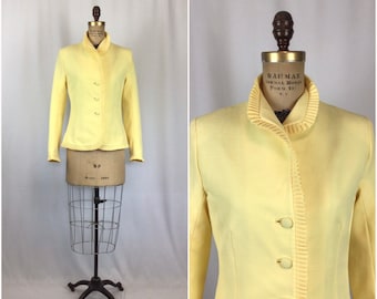 Vintage 60er Jahre Anzugjacke | Vintage zitronengelber taillierter Blazer | 1960er Lilli Ann Anzug Blazer