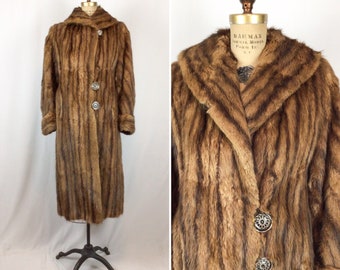 Vintage 50s fur coat | Vintage three quarter mink fur coat | 1950s stripe fur outerwear
