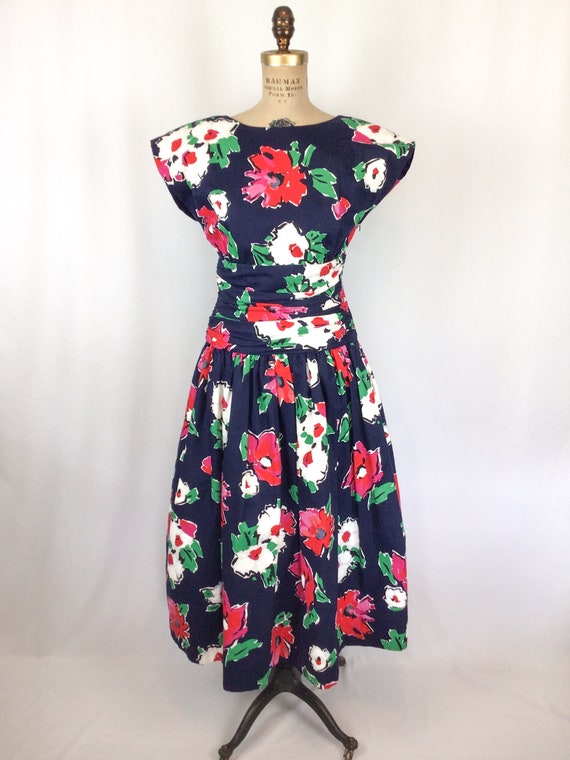 Vintage 80s dress | Vintage  floral cotton fit an… - image 4