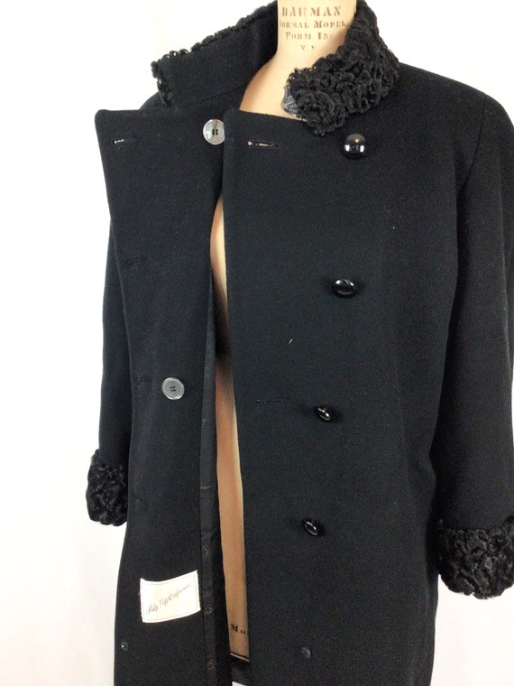 Vintage 80s coat | Vintage black wool curly hair … - image 5