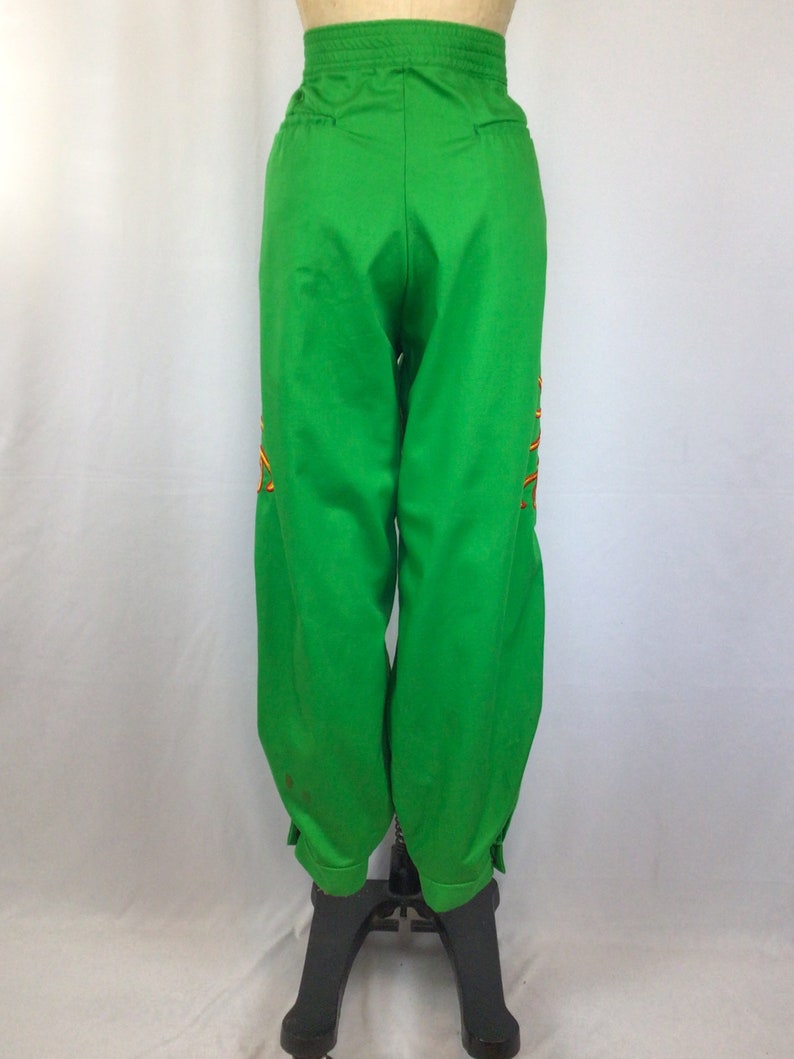 Vintage 70s pants Vintage green canvas pants 1970s Shriners appliqué pants image 8