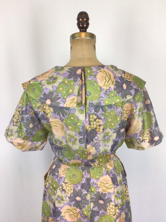Vintage 50s dress | Vintage floral silk wiggle dr… - image 8