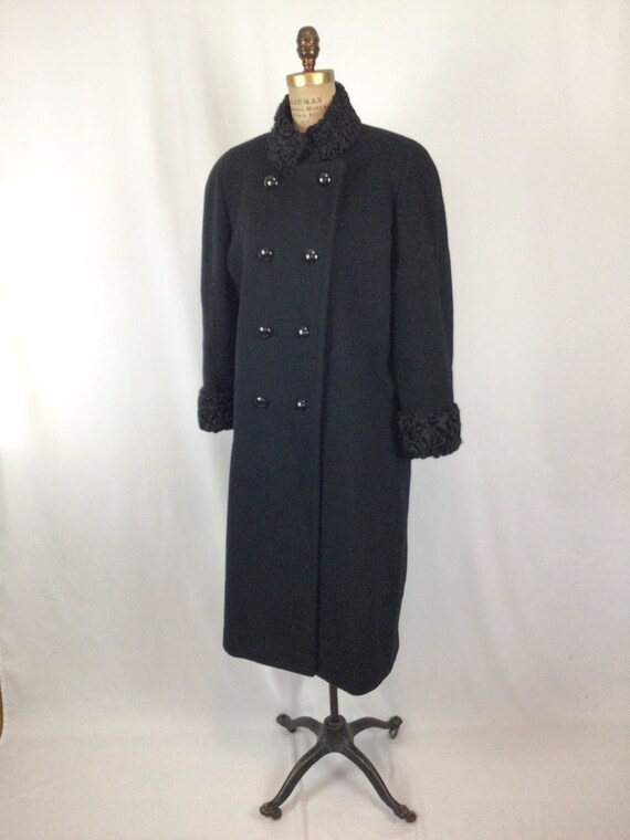 Vintage 80s coat | Vintage black wool curly hair … - image 6