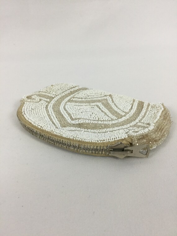 Vintage 30s beaded purse | Vintage white and clea… - image 6