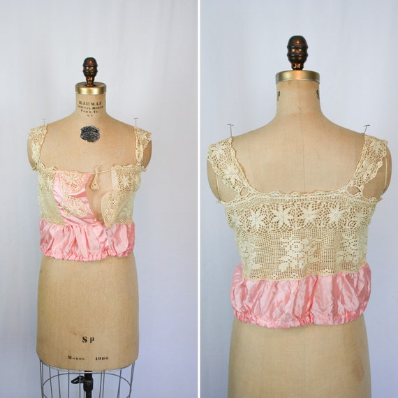 Vintage Edwardian Corset Cover | Vintage pink silk