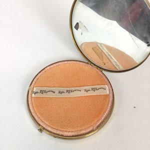 Vintage 50s compact Vintage gold metal round powder compact 1950s new old stock makeup mirror compact image 4