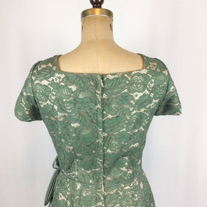 Vintage 50s dress Vintage myrtle green lace party dress 1950's wiggle cocktail dress image 6