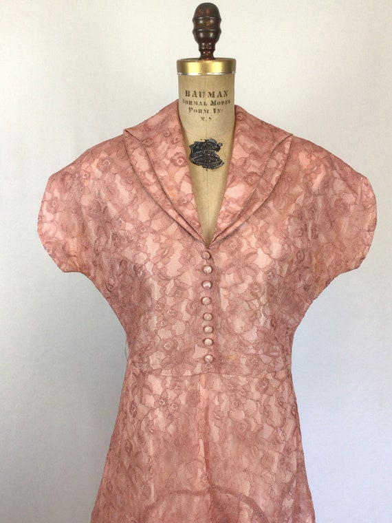 Vintage 40s dress | Vintage rose pink lace dress … - image 3