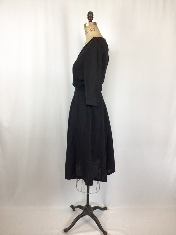 Vintage 40s dress | Vintage black crepe day dress… - image 7