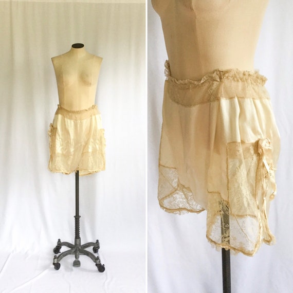 Rare 20s tap pants | Vintage ivory and ecru silk l