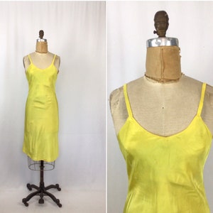 Vintage 40s slip | Vintage sunflower yellow rayon dress slip | 1940s nightgown negligee