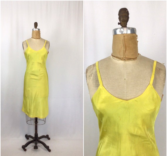 Vintage 40s slip | Vintage sunflower yellow rayon… - image 1