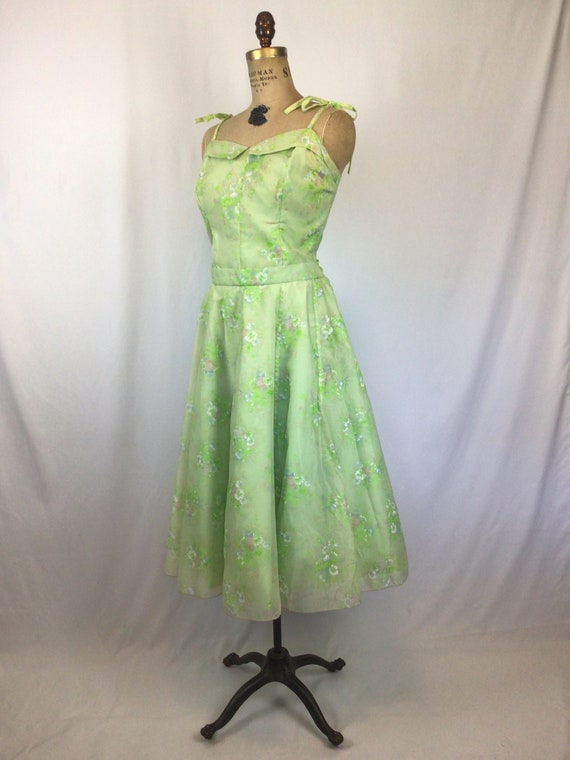 Vintage 60s dress | Vintage green floral fit and … - image 7