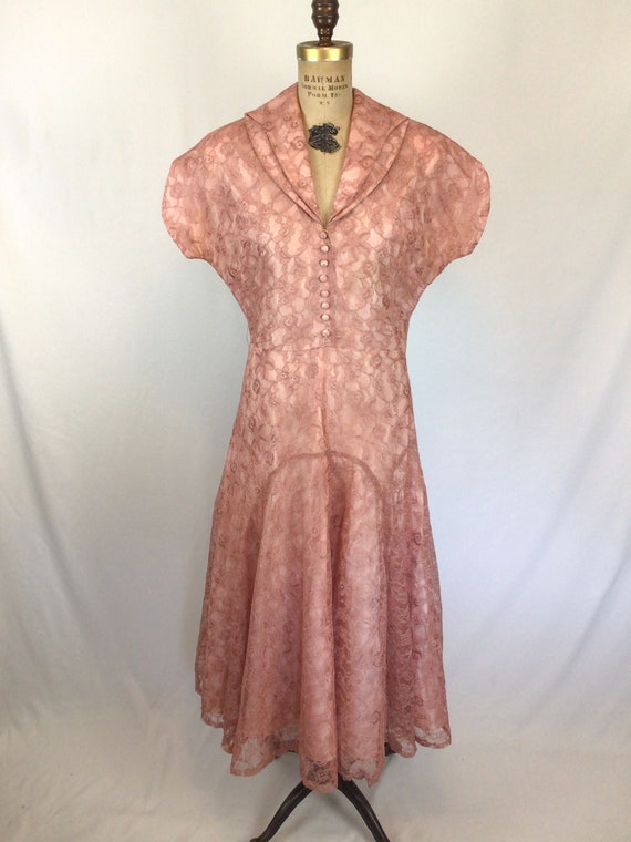 Vintage 40s dress | Vintage rose pink lace dress … - image 4