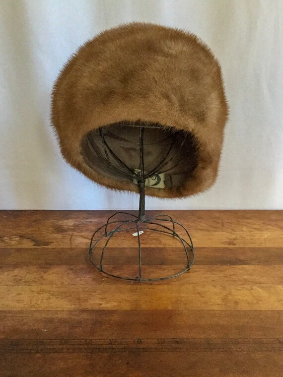 Vintage 60s hat | vintage caramel mink fur bucket