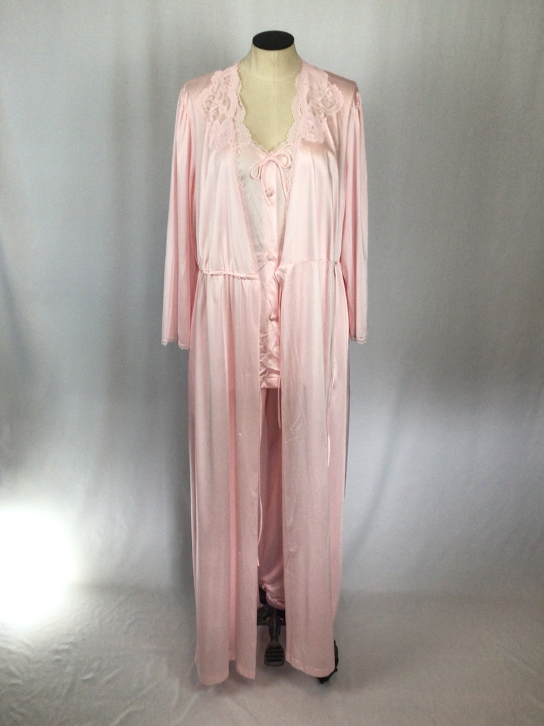 Vintage 60s Negligee set Vintage soft pink three piece pajama set 1960s Collections JC Penneys pjs and robe image 2