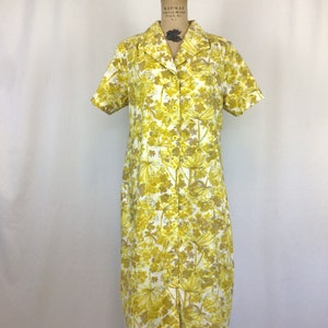 Vintage 50s dress Vintage yellow cotton day dress 1950s floral print house dress image 3