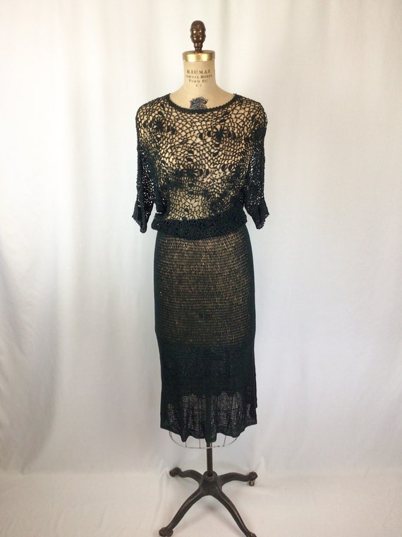 Vintage 30s dress | Vintage dark evergreen rayon … - image 3