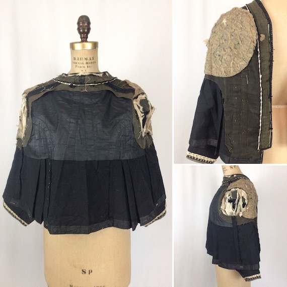 Antique Victorian Jacket | Vinatge black wool sat… - image 9