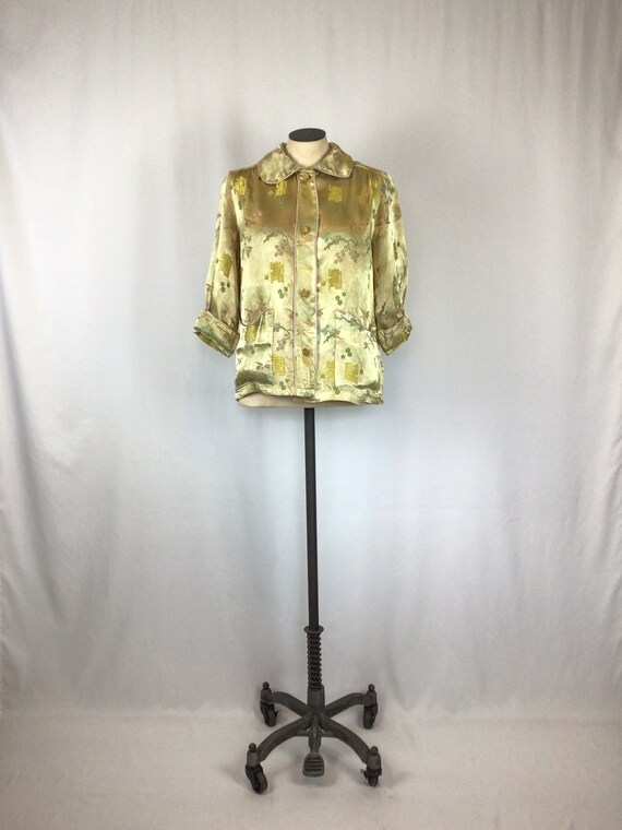 Vintage 50s jacket | Vintage gold chinoiserie shi… - image 3