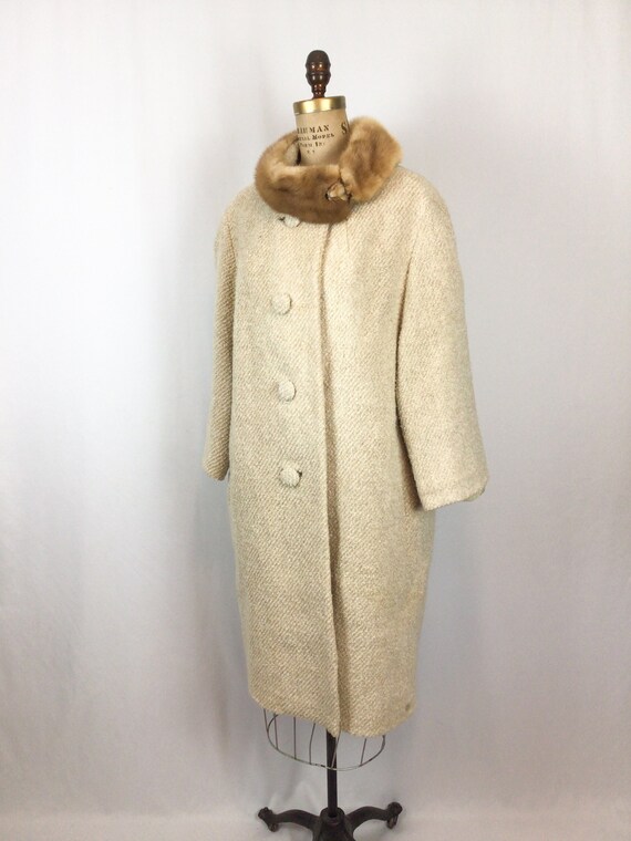 Vintage 50s coat | Vintage two tone cream boucle … - image 5