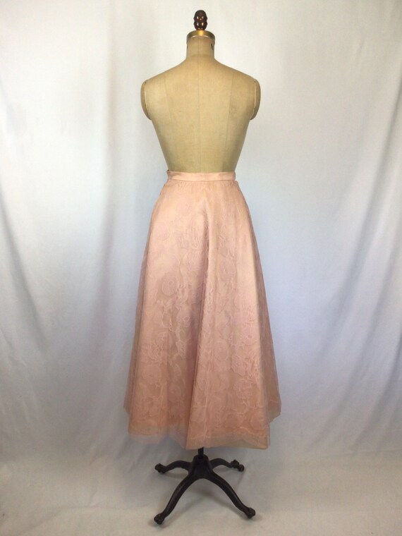 Vintage 50s skirt | Vintage pink silk chantilly l… - image 8