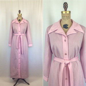 Vintage 60er Jahre Kleid | Vintage rosa silber gestreiftes Strick Maxikleid | 1960er Jahre Lady Mendel Knits Cocktailkleid